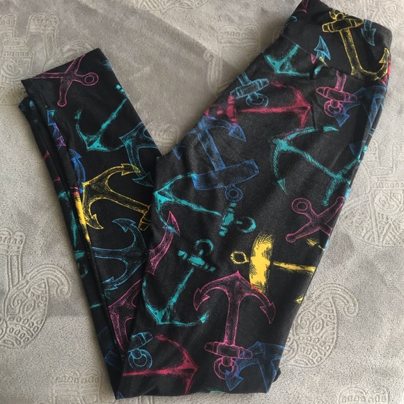 LuLaRoe Pants - Lularoe tween anchor leggings! Neon and black!